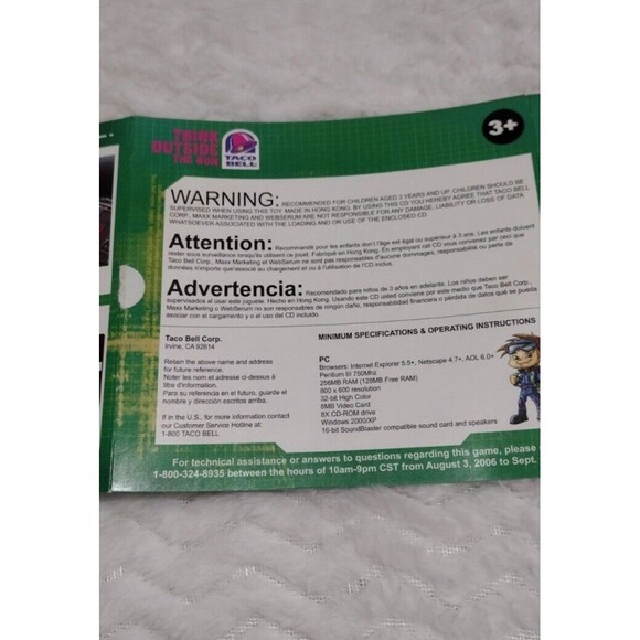 Taco Bell Tek Kids Flash Ops PC DVD-Rom Game Disc 1 Mission Aqua Zone 2006 - Picture 10 of 10